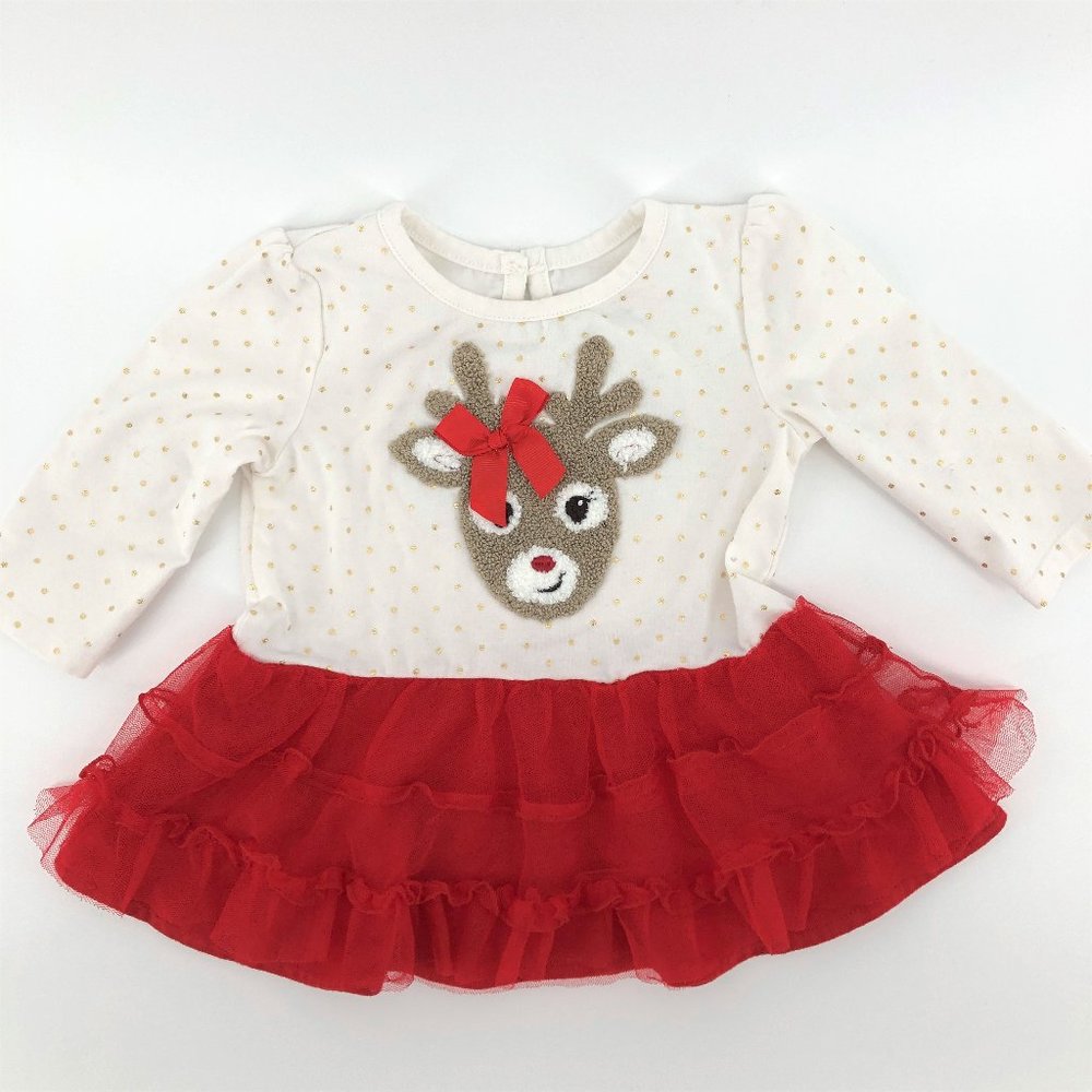 MAGICAL SEASON Baby Girl Reindeer Tulle Dress